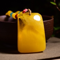 Natural Amber Raw Stone Golden Horn Honey Wax Ping Safe No Sign Pendant Sweater Chain Side Card Necklace Male and female Pendant Pendant