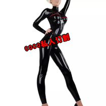 coco latex clothes high-end latex clothes Custom men and women Sexy tight fit rubber clothe chest horizontal open zipper