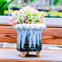 (Bang Yong Shangpin)Jingdezhen handmade coarse pottery succulents flower pots burst flow glaze large mouth flower pots breathable control