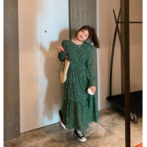 ALIN Customised Big Code Woman Dress Fat Sister Mm Temperament Cast-length Skirt 200 Catty Long Sleeves Crummy Dress