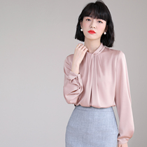 Japanese light luxury chiffon shirt 2021 Spring and Autumn New High texture silk solid color loose pinch pleated long sleeve shirt