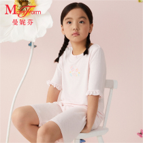 Manifen Girls cute Half sleeve five-point pants set home clothes pajamas living clothes 20310679
