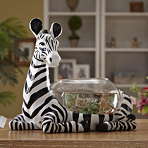 Creative Nordic zebra glass goldfish tank living room decoration decoration office aquarium desktop turtle tank