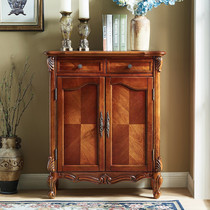 Solid wood American double door Shoe cabinet European-style door hall locker room Cupboard Retro Shoe Cabinet Guest Hall Furniture Xuanguan Cabinet