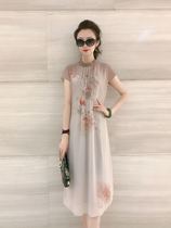 Summer new round neck Fashion Silk 2021 loose temperament mother dress