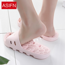 There are holes in mens slippers womens summer soles breathable perforated household deodorant non-slip bathroom quick-drying thick-soled shower shoes