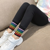 Korean girl leggings autumn and winter plus velvet one velvet outside wearing foreign style children new pants female big children warm pants