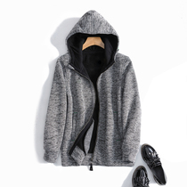 French order autumn and winter velvet thickened clip tweed loose casual hooded sweater women zipper cardigan jacket top