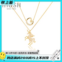ihush unicorn star Moon neck chain double necklace female choker light luxury minority birthday gift