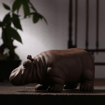 Quiet Yixing purple mud tea set purple sand tea pet ornaments boutique tea play lucky hippo horse Rich