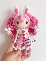 Mango Family Diy Pure Hand Crochet Hook Loom January Rabbit Lady Little Girl Puppets Wool doll finished product