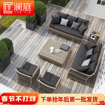 Outdoor sofa courtyard rattan sofa three-person outdoor open-air rattan chair balcony rattan furniture sun room single sofa