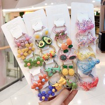 Korean childrens hair rope little girl tie head rope does not hurt hair Hairband flower set cute cartoon baby small rubber band