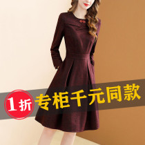 High-end luxury big-name woolen dress womens 2021 autumn and winter new style A-line skirt with belly-covering and western style
