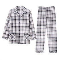 Middle-aged pajamas male summer thin cotton long sleeve mens pajamas cotton plus fat plus size pajamas male middle-aged pajamas