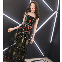 Small evening dress women 2021 new long temperament student fairy air banquet sexy annual dress can be worn