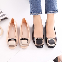 2021 new sandals summer Baotou womens shoes flat Korean students Joker flat heel Korean jelly simple single shoes