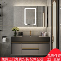  Rock integrated basin Light luxury basin Modern simple smart bathroom rock board bathroom cabinet combination bathroom sink