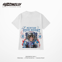 Summer loaded short sleeves T-shirt male national tide card easing minimalist Europe and America OVERSIE astronaut INS 50% middle sleeve men and women