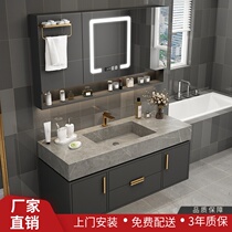 Light luxury Rock board bathroom cabinet combination modern simple marble double basin wash hand wash face Basin toilet wash table