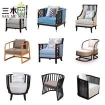 Solid wood single sofa chair Chinese new Chinese single chair circle chair Hotel club leisure negotiation chair Furniture customization