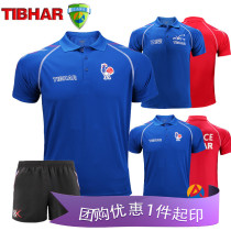 TIBHAR upright table tennis clothing short-sleeved 2019 French national team version short-sleeved quick-drying table tennis competition clothing
