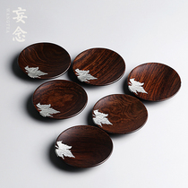 Delusional tea set Ebony pure tin 6-piece coaster Cup holder Kung Fu tea pad Tea cup pad Insulated tea tray round