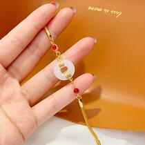 Zhou Dafu Huanmei Ping An Buckle Golden Jade Medullary never drops Snake Bone Bracelet 100 Hitch Round Design Palace Wind Bracelet