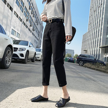 Black Jeans Women Straight Loose Summer Thin 2021 New High Waist Slim Small Big Leg Daddy Pants