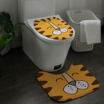 Ma Zuo new cartoon animal series flannel toilet three-piece toilet U-shaped floor mat toilet cover cover toilet sticker