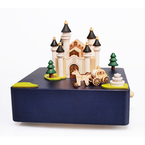 jeancard taiwan octaphonic box music box castle carriage rotating small children birthday present solid wood cuddly