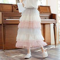 Girls mesh cake skirt 2021 summer girls tutu mid-length ins super fire fairy yarn skirt