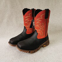 Black and red with cowboy boots Steel head knight riding boots Cowhide motorcycle boots 42 5 43 partial size