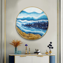 Three-dimensional crystal painting Diamond Crystal porcelain Crystal Diamond decorative painting round light luxury entrance door entrance restaurant oil painting hanging painting