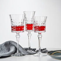 French import cda crystal glass diamond retro red wine glass with champagne cup high foot cup whisky wine glass