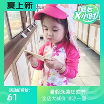 New baby flower printed swimsuit Baby girl one-piece beach sunscreen warm surf suit set with hat