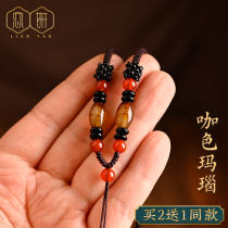 Love Yan hand-woven red and black agate pendant lanyard Gold Jade peed pendant rope adjustment necklace chain rope