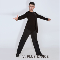 V PLUS DANCE high Snow Brand mens Latin DANCE exercise suit black long sleeve fake two top