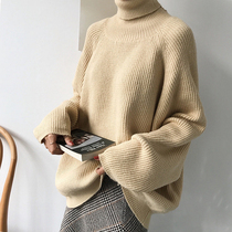 Season-changing clearance high-neck wool sweater womens 2020 autumn and winter loose temperament mid-length lazy wind pullover sweater