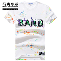 Mark Waffee Short Sleeve T-shirt Man 2022 Summer New Personality Fashion Trends Graffiti Pure Cotton Boomer White Tide