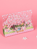 Cherry blossom three-dimensional greeting card small card thank you card 520 greeting card birthday card creative cute pink girl heart