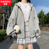 Grey Sweater Teenage Girl Spring Autumn Clothing 2022 New Junior High School High School Students Han Edition Loose Casual Sports JK Jacket