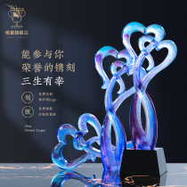 Glass trophy customized creative lettering crystal trophy high-end annual meeting Event Award champion souvenir