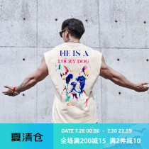 GYMDOG homemade tide brand dog head color printing fitness vest men line iron muscle training sports T-shirt clothes