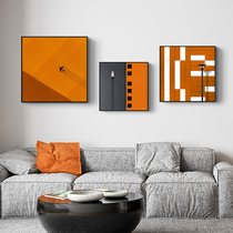 Orange corner modern simple living room decoration painting Orange abstract sofa background wall Square restaurant mural