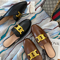 Recommended super good wear not tired British one pedal flat heels half-drag fashion sandals Muller shoes