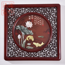 New Chinese jade carving decoration painting bedroom living room entrance restaurant corridor aisle background wall decoration square pendant