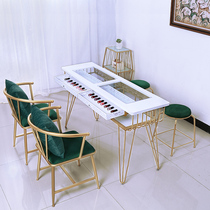 New special economical marble nail table and chair set simple double double manicure table