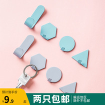 Nordic Creative Geometry Hook Home Powerful Viscose Kitchen Wall Free From Stiletto Bathroom Without Mark of Sticky Hook Suit