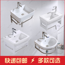  Simple washbasin Wall-mounted washbasin Small apartment mini bathroom Triangular balcony Ceramic washbasin